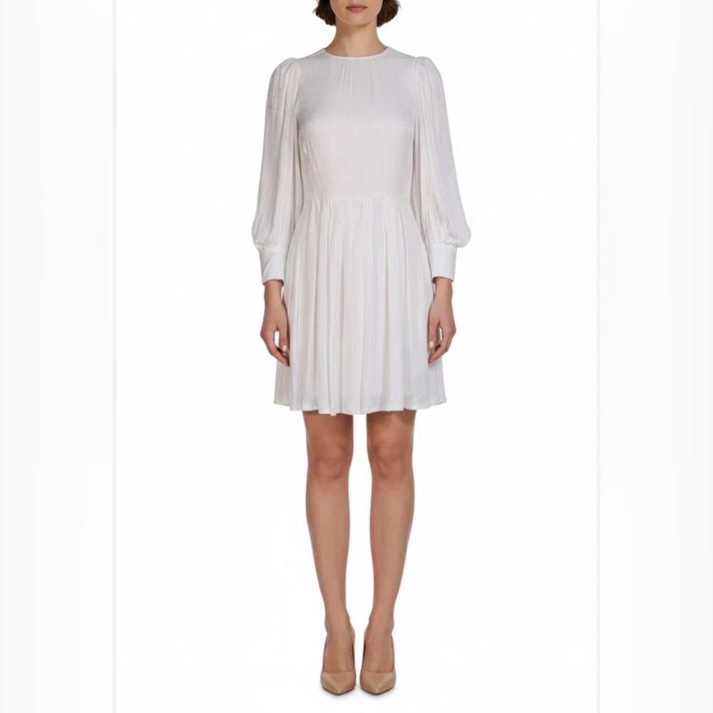 Rebecca Taylor Elegant Minimalist Long Sleeve PinStriped Mini Dress Size 10
